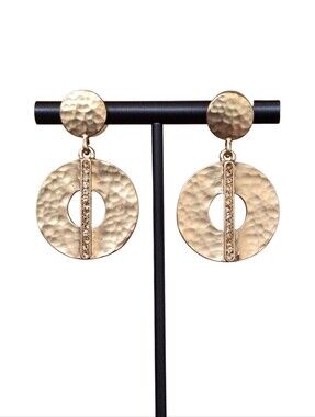 Madison Tyler Brushed Goldtone Circle Drop Earrings